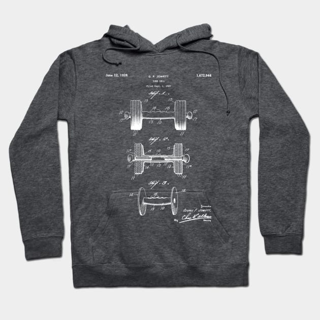 Weight Lifting Patent - Dumb Bell Art - Antique Hoodie by patentpress